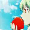 Amber eats apple
