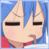 Konata sips drink