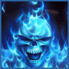 Blue flaming skull