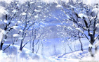 snow_covered_trees_painting wallpaper