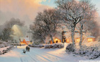 village_in_winter_painting wallpaper
